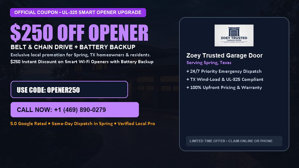 Zoey Trusted Garage Door $250 OFF Premium LiftMaster Opener Installation in Spring, TX